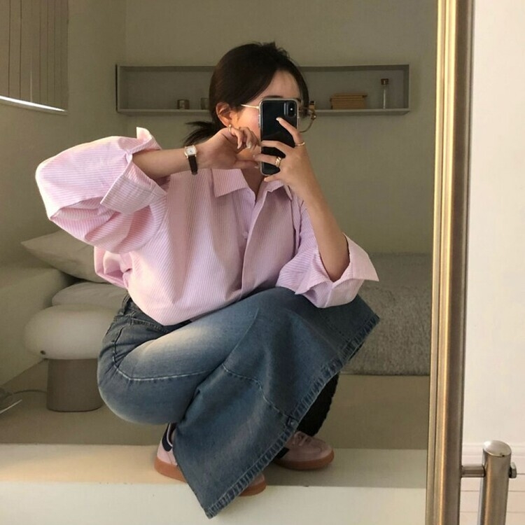 オーバーフィットストライプシャツ PINK