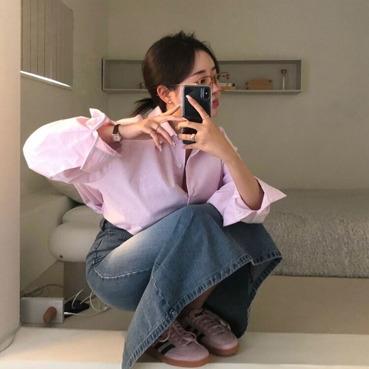 オーバーフィットストライプシャツ PINK