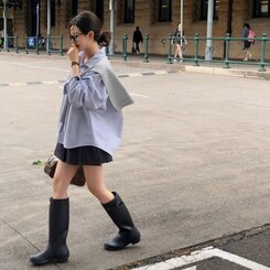 オーバーフィットストライプシャツ NAVY