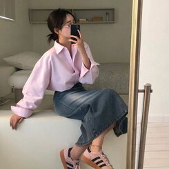 オーバーフィットストライプシャツ PINK