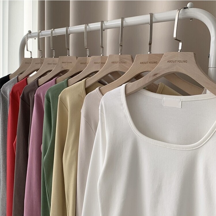 가을 유넥 간절기 긴팔 티셔츠 세미 크롭 슬림핏 니트 긴팔티