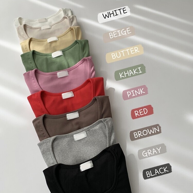 가을 유넥 간절기 긴팔 티셔츠 세미 크롭 슬림핏 니트 긴팔티