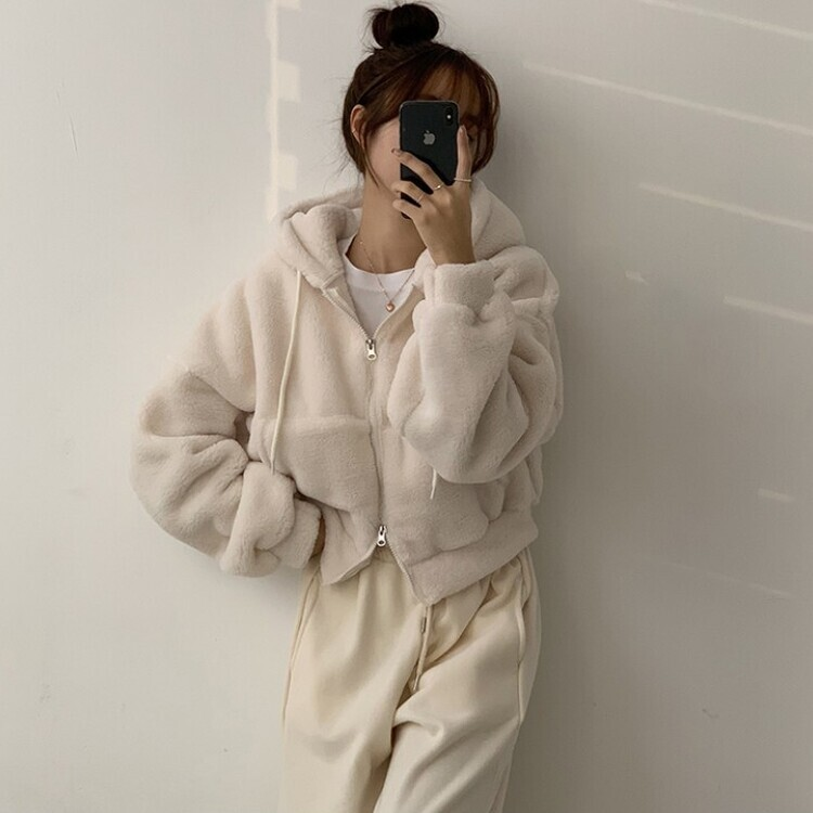 루이비 플리스 아방핏 후드 집업 투웨이 크롭 뽀글이 점퍼 맨투맨 양털 아우터