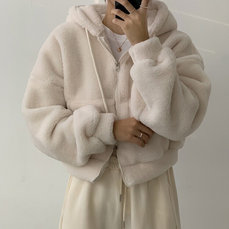 루이비 플리스 아방핏 후드 집업 투웨이 크롭 뽀글이 점퍼 맨투맨 양털 아우터