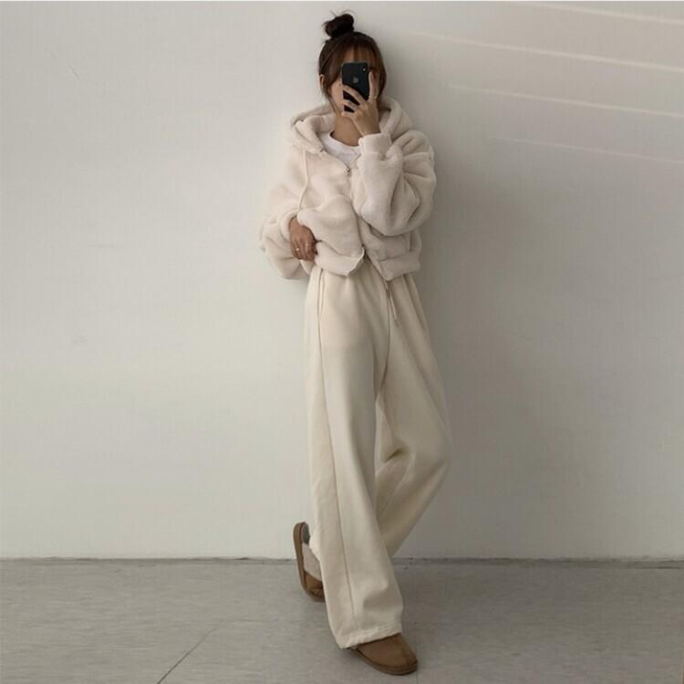 루이비 플리스 아방핏 후드 집업 투웨이 크롭 뽀글이 점퍼 맨투맨 양털 아우터