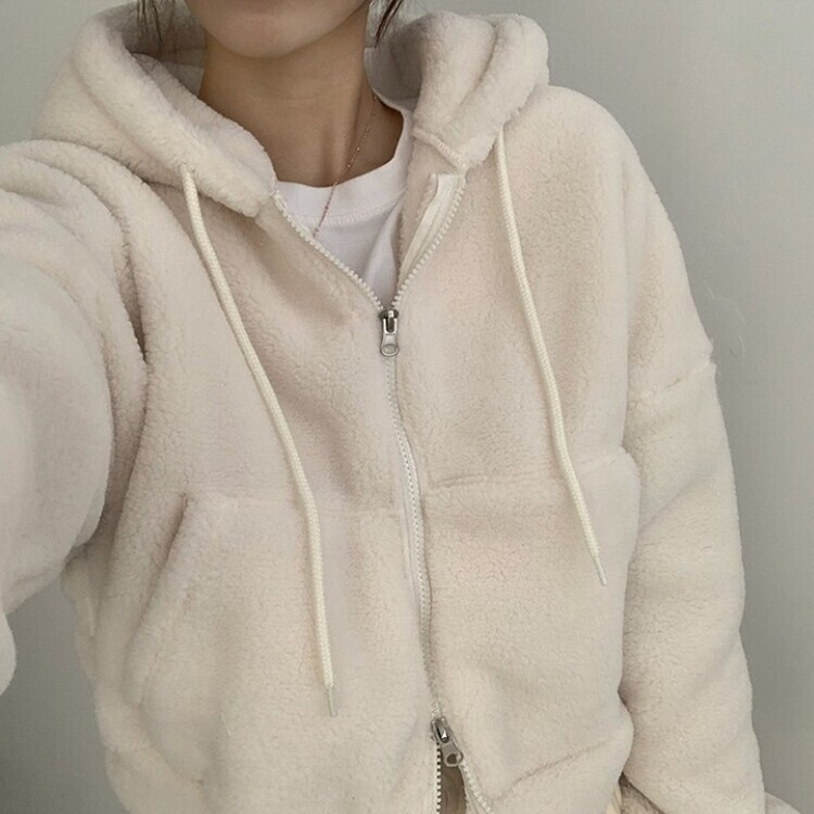 루이비 플리스 아방핏 후드 집업 투웨이 크롭 뽀글이 점퍼 맨투맨 양털 아우터