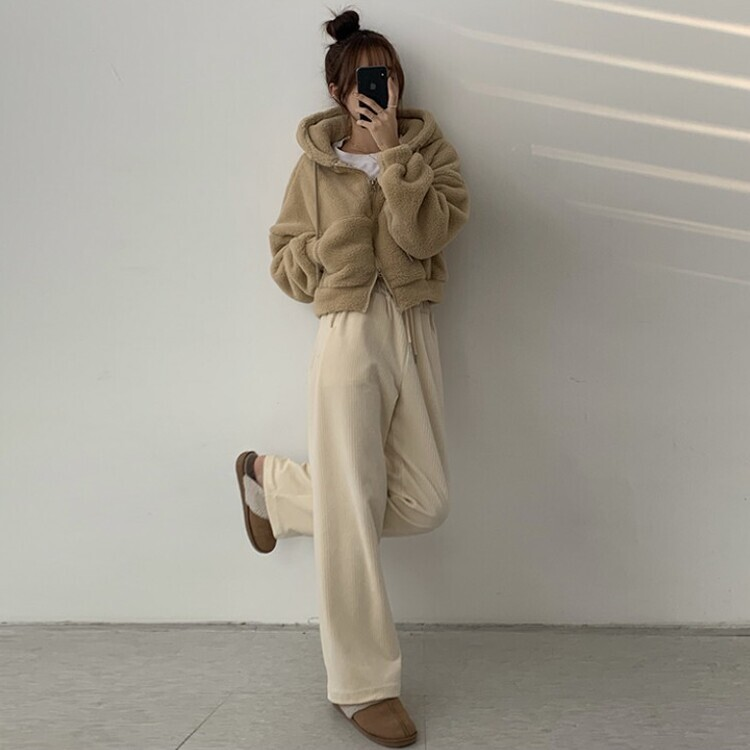 루이비 플리스 아방핏 후드 집업 투웨이 크롭 뽀글이 점퍼 맨투맨 양털 아우터