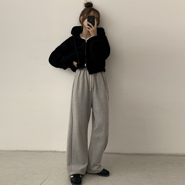 루이비 플리스 아방핏 후드 집업 투웨이 크롭 뽀글이 점퍼 맨투맨 양털 아우터