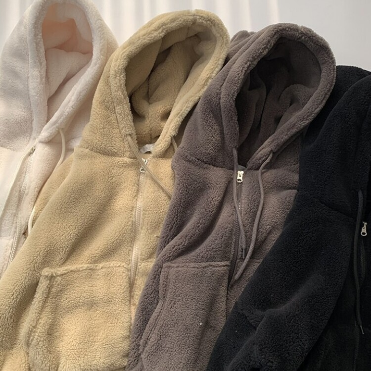 루이비 플리스 아방핏 후드 집업 투웨이 크롭 뽀글이 점퍼 맨투맨 양털 아우터