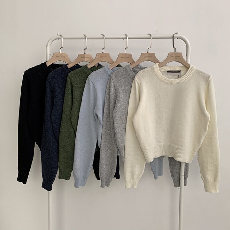 파스텔 가을 겨울 긴팔 라운드 무지 베이직 니트