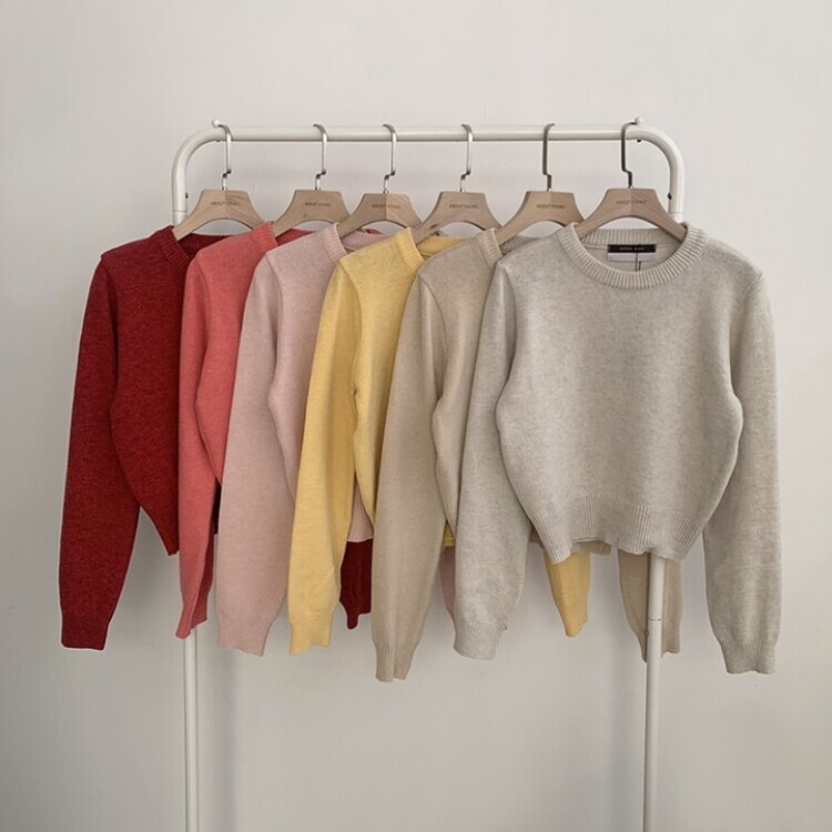 파스텔 가을 겨울 긴팔 라운드 무지 베이직 니트