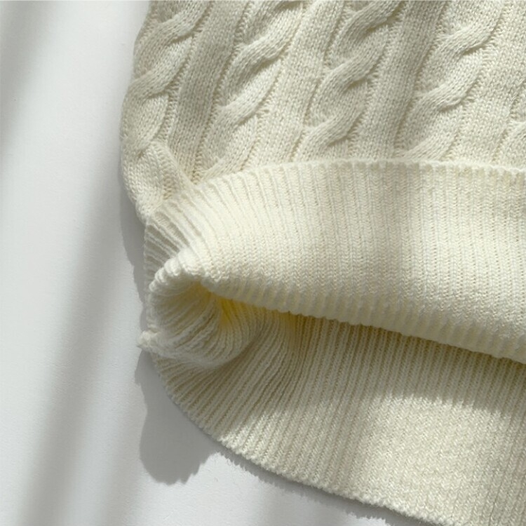 겨울 브이넥 꽈배기 허리잘록 숏 긴팔 니트