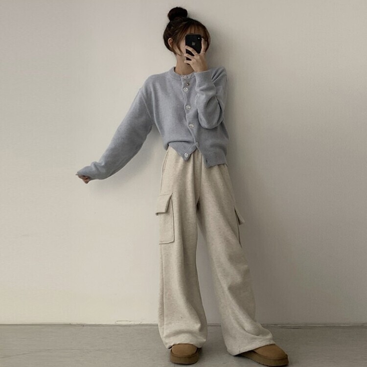 폭닥함의 정석 아방핏 겨울 라운드 단추 긴팔 오버핏 니트 가디건 소라