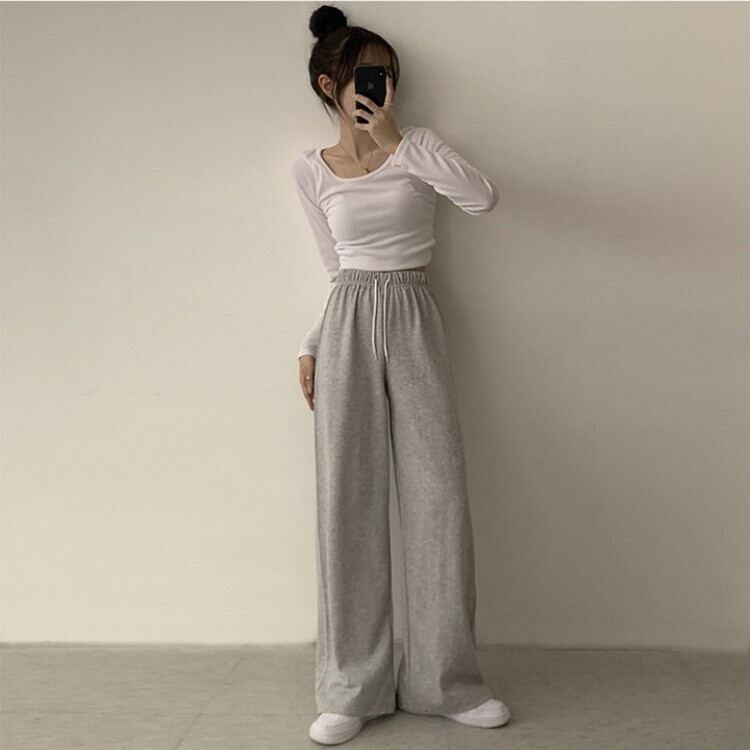 3가지 사이즈 무려 11컬러 사계절 활용 가능한 롱 와이드 팬츠 트레이닝바지 키큰녀 키작녀 봄옷 그레이