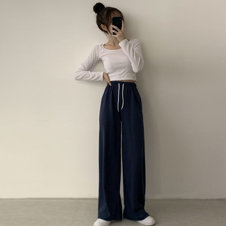 3가지 사이즈 무려 11컬러 사계절 활용 가능한 롱 와이드 팬츠 트레이닝바지 키큰녀 키작녀 봄옷 네이비