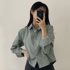 ベーシッククロップシャツ8色 KHAKI