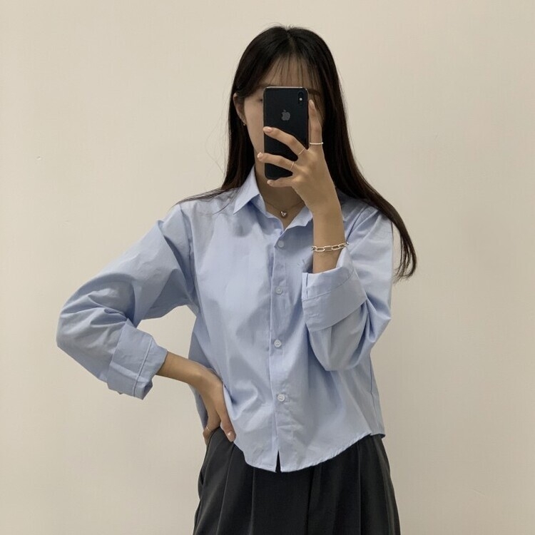 하니니 데일리 크롭 긴팔 가을 겨울 셔츠 소라
