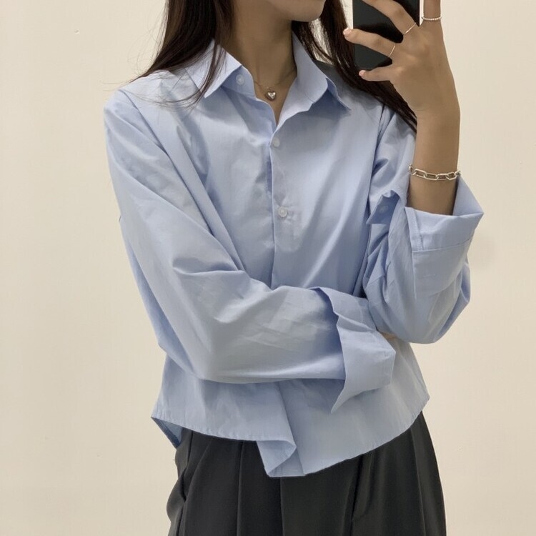 하니니 데일리 크롭 긴팔 가을 겨울 셔츠 소라