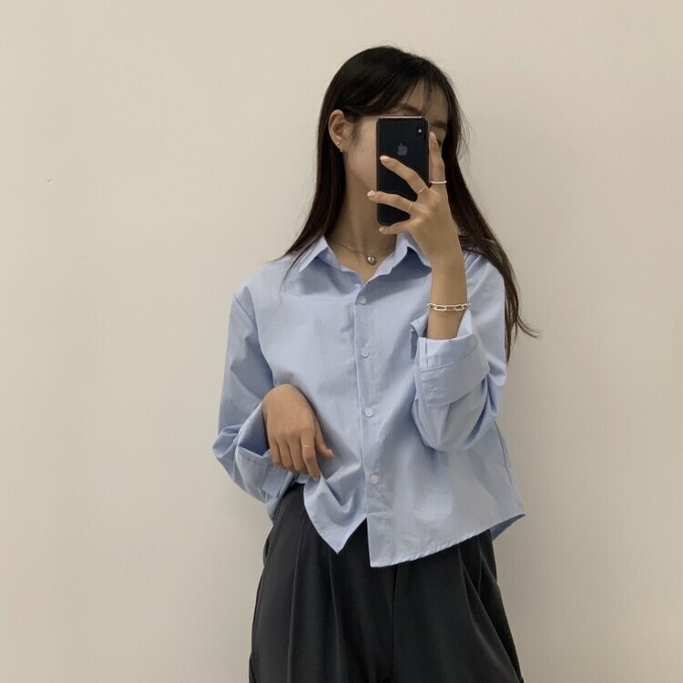 하니니 데일리 크롭 긴팔 가을 겨울 셔츠 소라