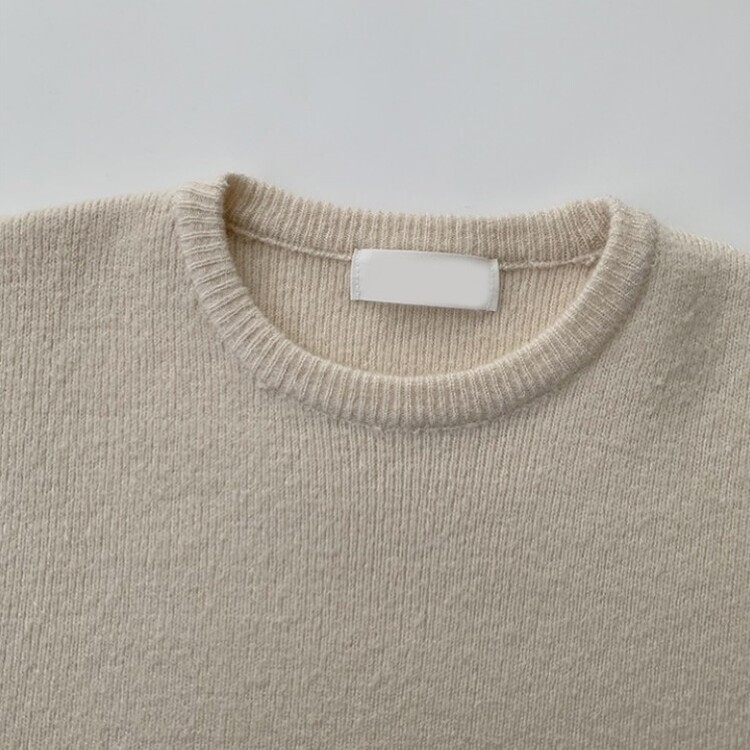 러블리한 무드의 정석 파스텔 라운드 긴팔 세미 크롭 베이직 데일리 무지 봄옷 아방핏 니트