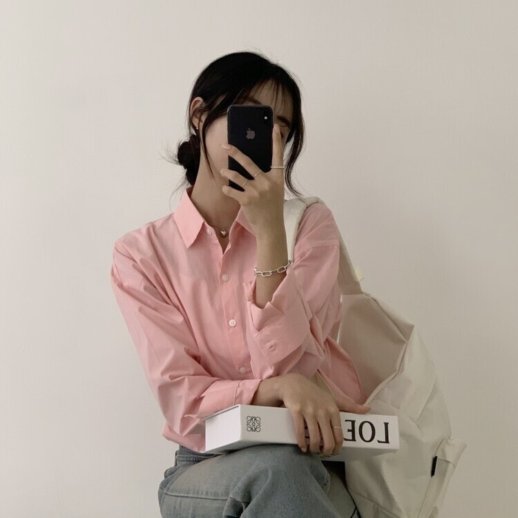 편하게 입어지는 비타민 박시핏 셔츠 핑크