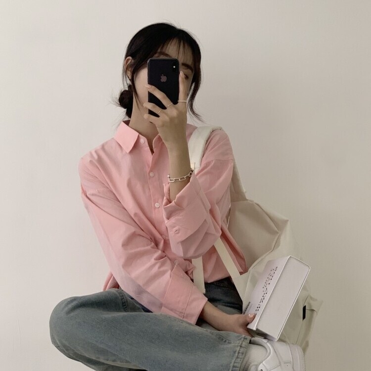 편하게 입어지는 비타민 박시핏 셔츠 핑크