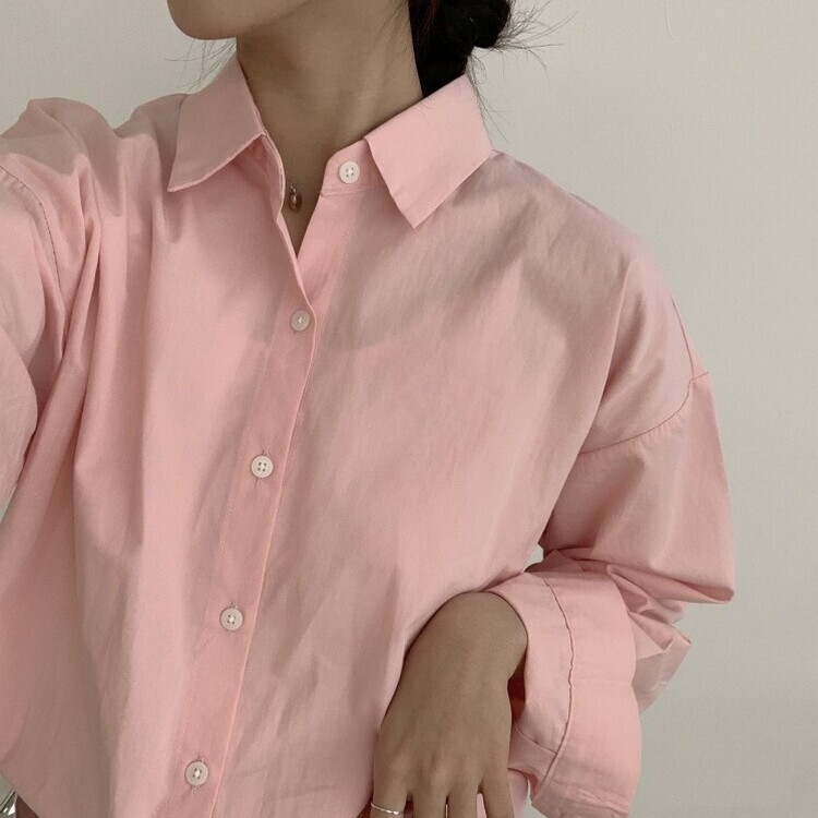 편하게 입어지는 비타민 박시핏 셔츠 핑크