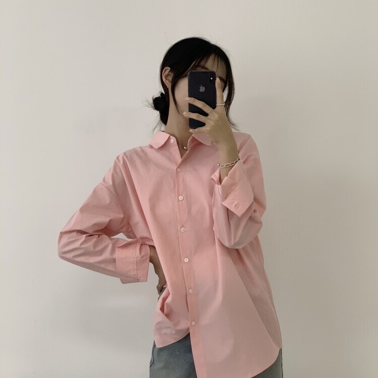 편하게 입어지는 비타민 박시핏 셔츠 핑크