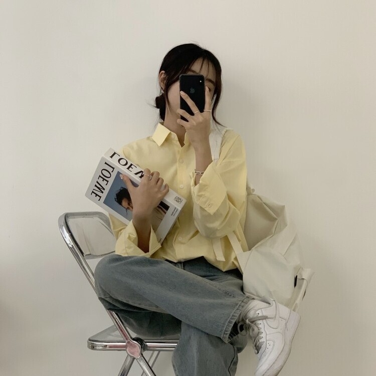 편하게 입어지는 비타민 박시핏 셔츠 옐로우