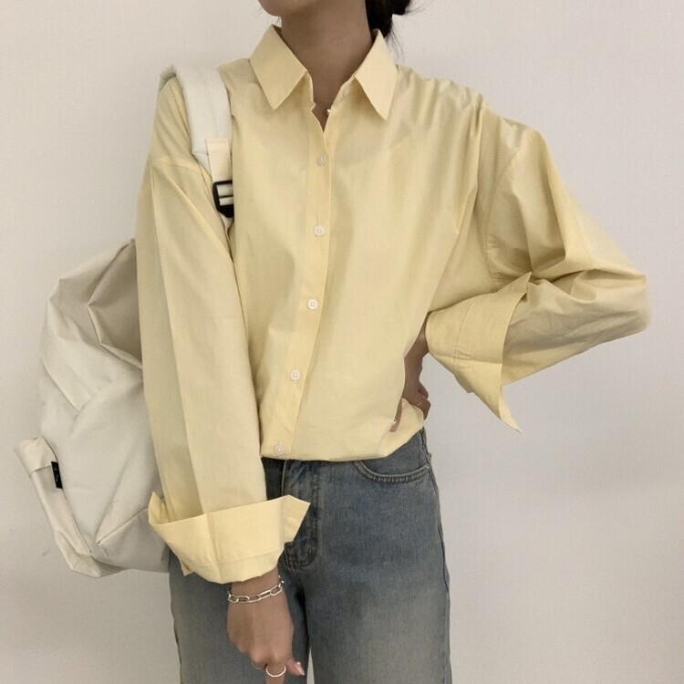 편하게 입어지는 비타민 박시핏 셔츠 옐로우
