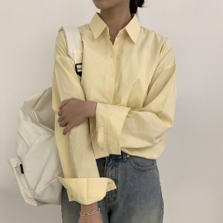 편하게 입어지는 비타민 박시핏 셔츠 옐로우