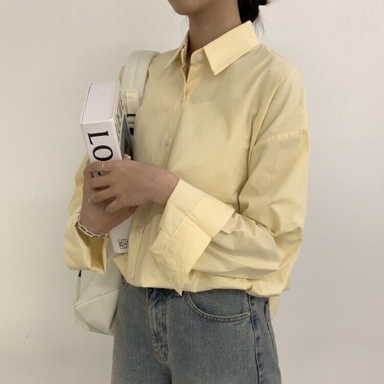 편하게 입어지는 비타민 박시핏 셔츠 옐로우