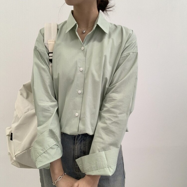 편하게 입어지는 비타민 박시핏 셔츠 민트