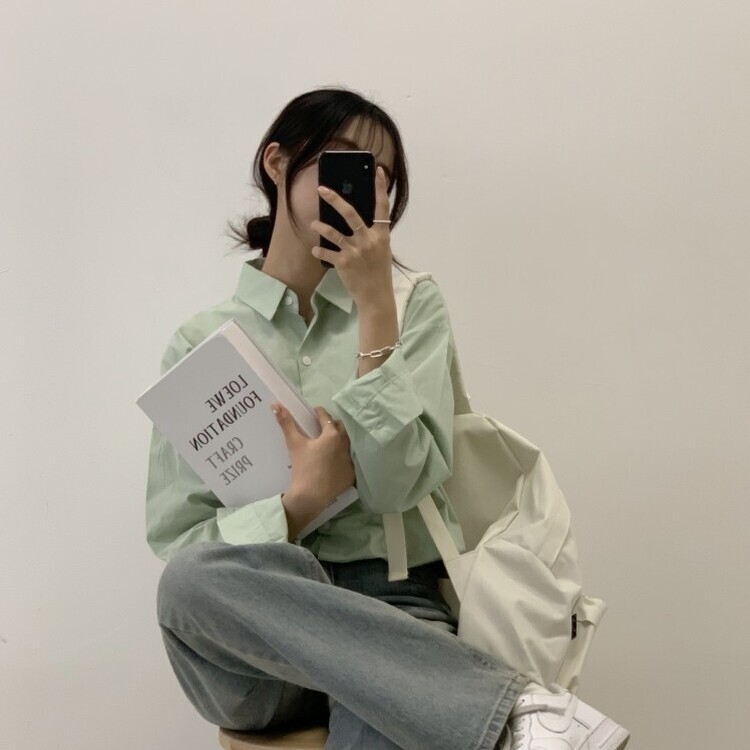 편하게 입어지는 비타민 박시핏 셔츠 민트