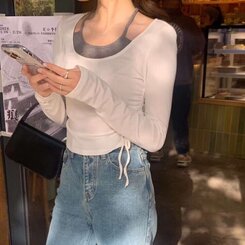 レイヤーシャーリング長袖T IVORY