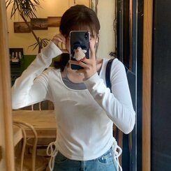 レイヤーシャーリング長袖T IVORY