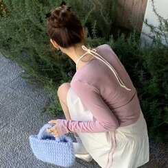 レイヤーシャーリング長袖T PINK