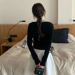 レイヤーシャーリング長袖T BLACK