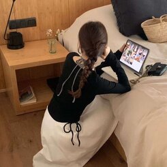 レイヤーシャーリング長袖T BLACK