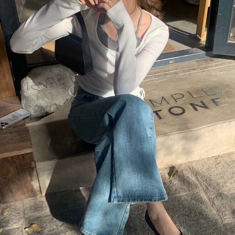 レイヤーシャーリング長袖T IVORY