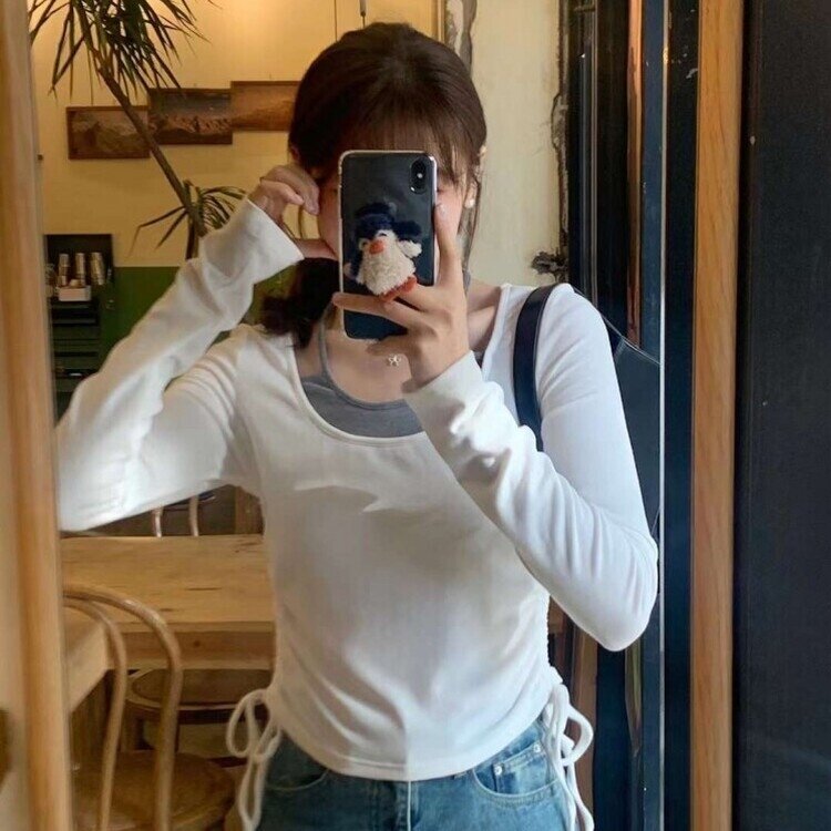 レイヤーシャーリング長袖T IVORY