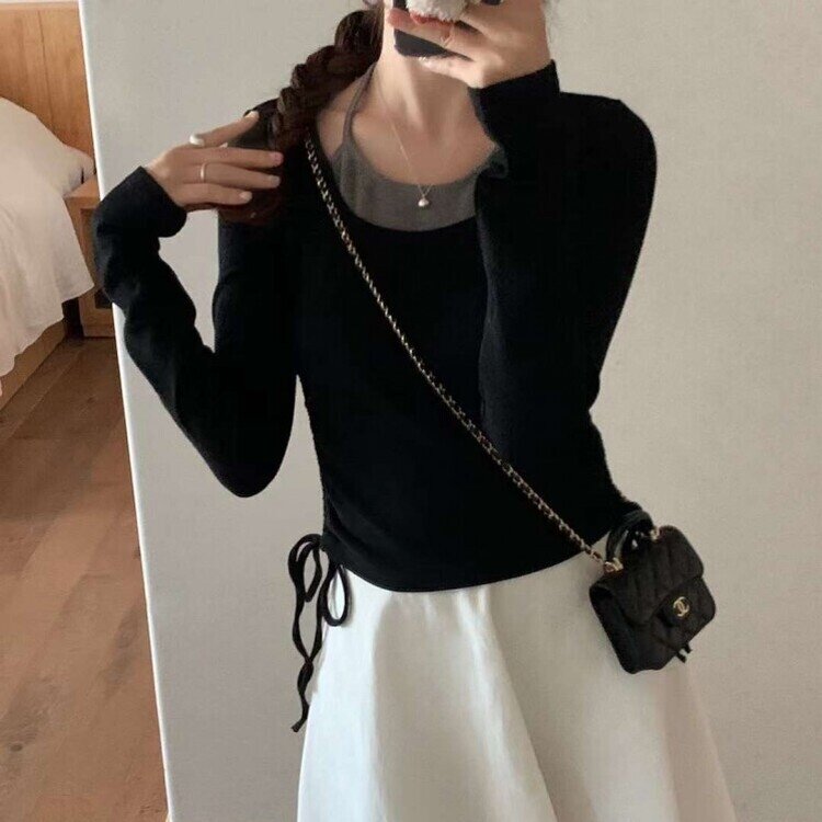 レイヤーシャーリング長袖T BLACK