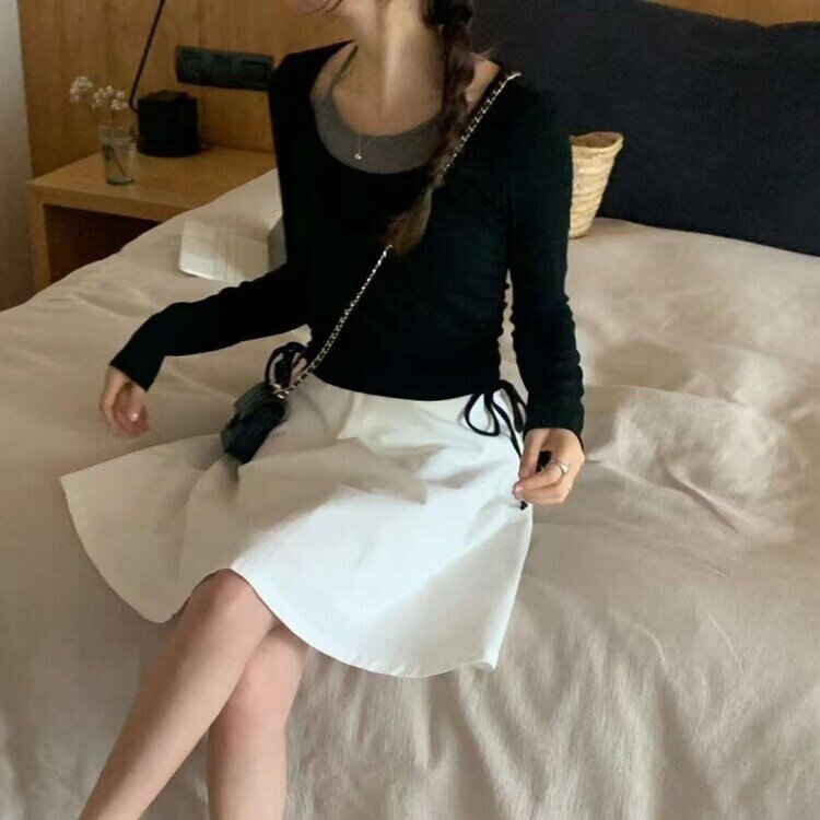 レイヤーシャーリング長袖T BLACK