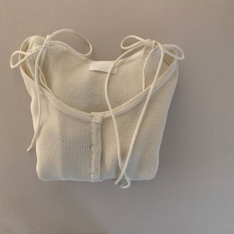 リボンスリムニットカーディガン