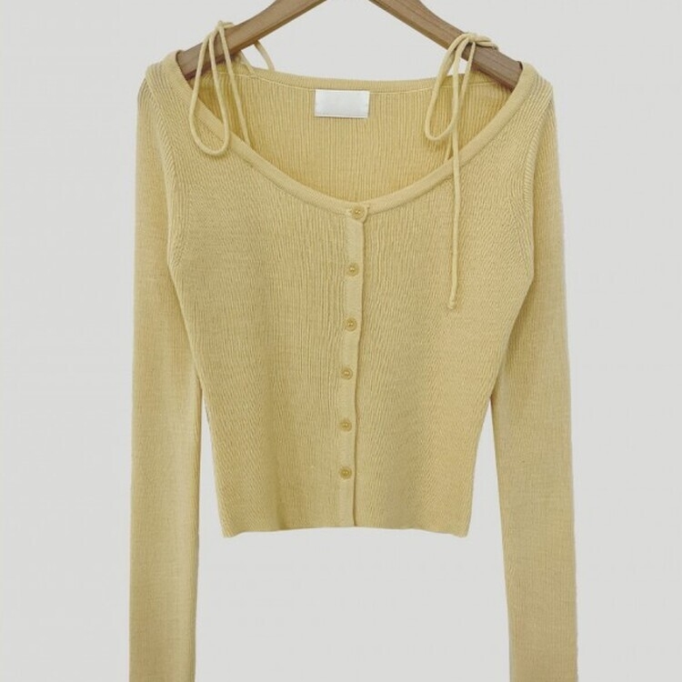 リボンスリムニットカーディガン