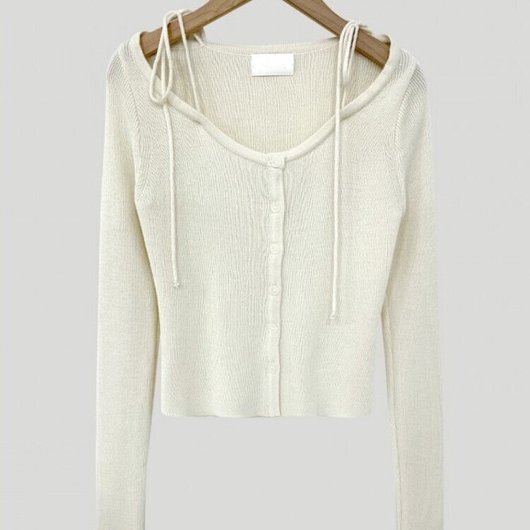 リボンスリムニットカーディガン