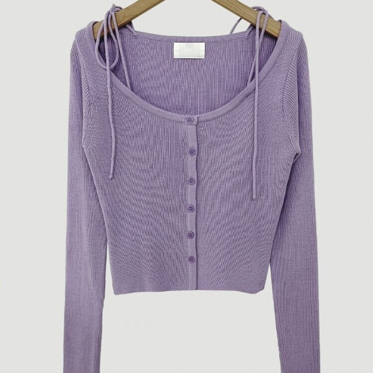 リボンスリムニットカーディガン