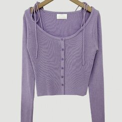 リボンスリムニットカーディガン