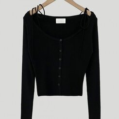 リボンスリムニットカーディガン