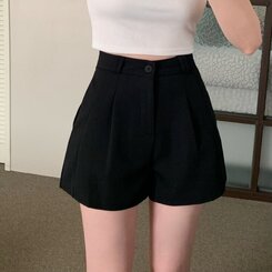 ショートパンツ 【SET】スラックショートパンツ+ベルト BLACK